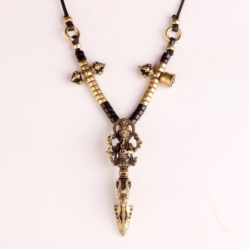 Collar con Elefante Dios de la Riqueza Ganesh Dorje Vajra Tibetano Tibetan Dorje Vajra Ganesh Elephant God of Wealth Necklace