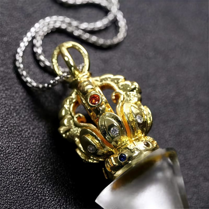 Collar con colgante de cristal Liuli de Loto Dorje Vajra Tibetano Tibetan Dorje Vajra Lotus Liuli Crystal Necklace Pendant