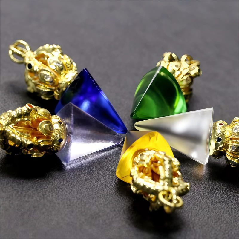 Collar con colgante de cristal Liuli de Loto Dorje Vajra Tibetano Tibetan Dorje Vajra Lotus Liuli Crystal Necklace Pendant