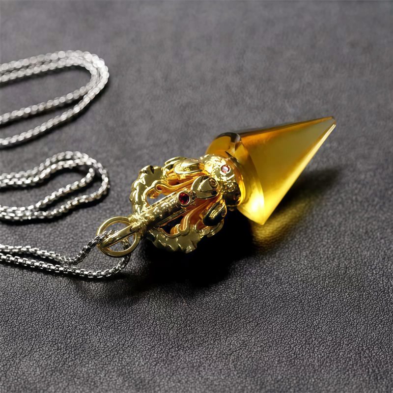 Collar con colgante de cristal Liuli de Loto Dorje Vajra Tibetano Tibetan Dorje Vajra Lotus Liuli Crystal Necklace Pendant