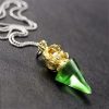 Collar con colgante de cristal Liuli de Loto Dorje Vajra Tibetano Tibetan Dorje Vajra Lotus Liuli Crystal Necklace Pendant