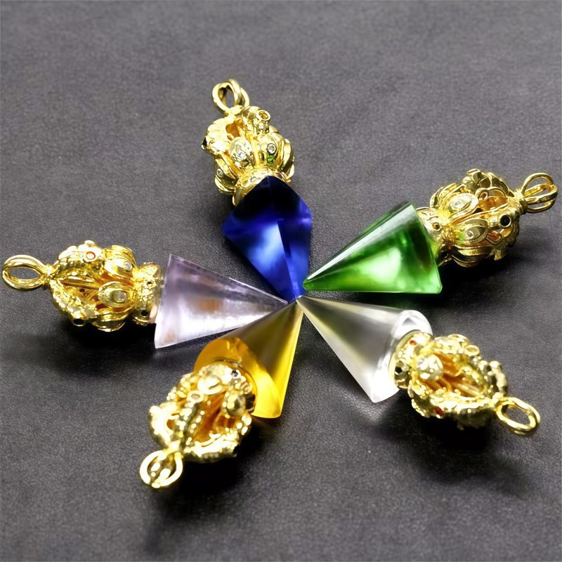 Collar con colgante de cristal Liuli de Loto Dorje Vajra Tibetano Tibetan Dorje Vajra Lotus Liuli Crystal Necklace Pendant