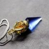Collar con colgante de cristal Liuli de Loto Dorje Vajra Tibetano Tibetan Dorje Vajra Lotus Liuli Crystal Necklace Pendant