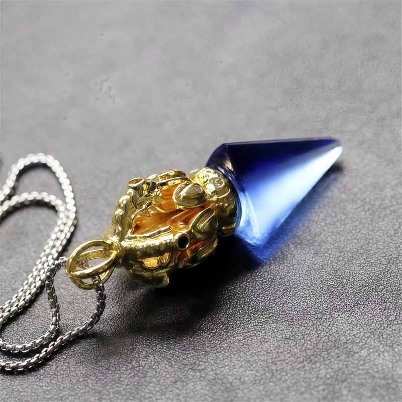 Collar con colgante de cristal Liuli de Loto Dorje Vajra Tibetano Tibetan Dorje Vajra Lotus Liuli Crystal Necklace Pendant