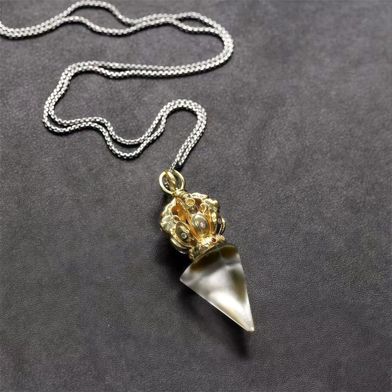 Collar con colgante de cristal Liuli de Loto Dorje Vajra Tibetano Tibetan Dorje Vajra Lotus Liuli Crystal Necklace Pendant