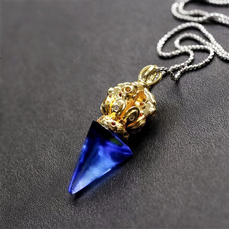 Collar con colgante de cristal Liuli de Loto Dorje Vajra Tibetano Tibetan Dorje Vajra Lotus Liuli Crystal Necklace Pendant