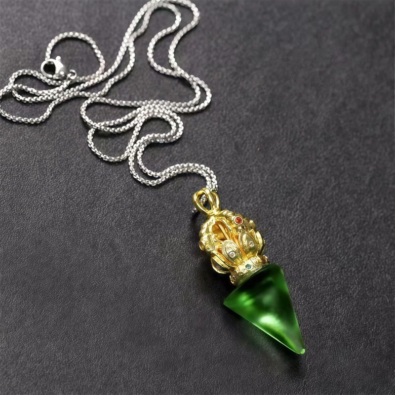 Collar con colgante de cristal Liuli de Loto Dorje Vajra Tibetano Tibetan Dorje Vajra Lotus Liuli Crystal Necklace Pendant