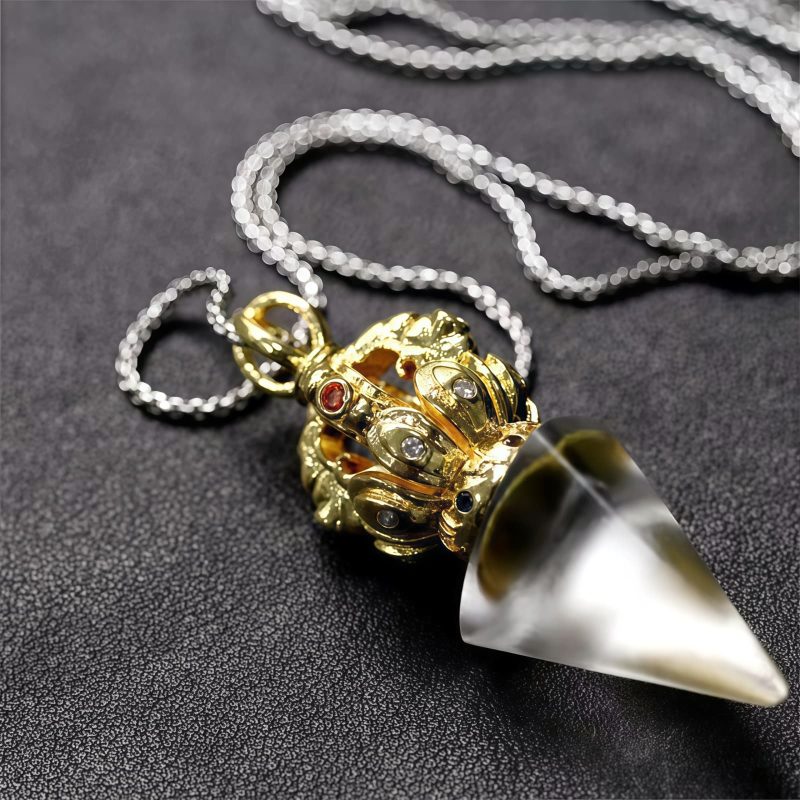 Collar con colgante de cristal Liuli de Loto Dorje Vajra Tibetano Tibetan Dorje Vajra Lotus Liuli Crystal Necklace Pendant