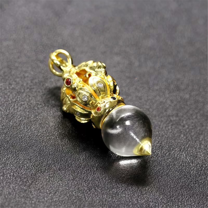 Collar con colgante de cristal Liuli de Loto Dorje Vajra Tibetano Tibetan Dorje Vajra Lotus Liuli Crystal Necklace Pendant