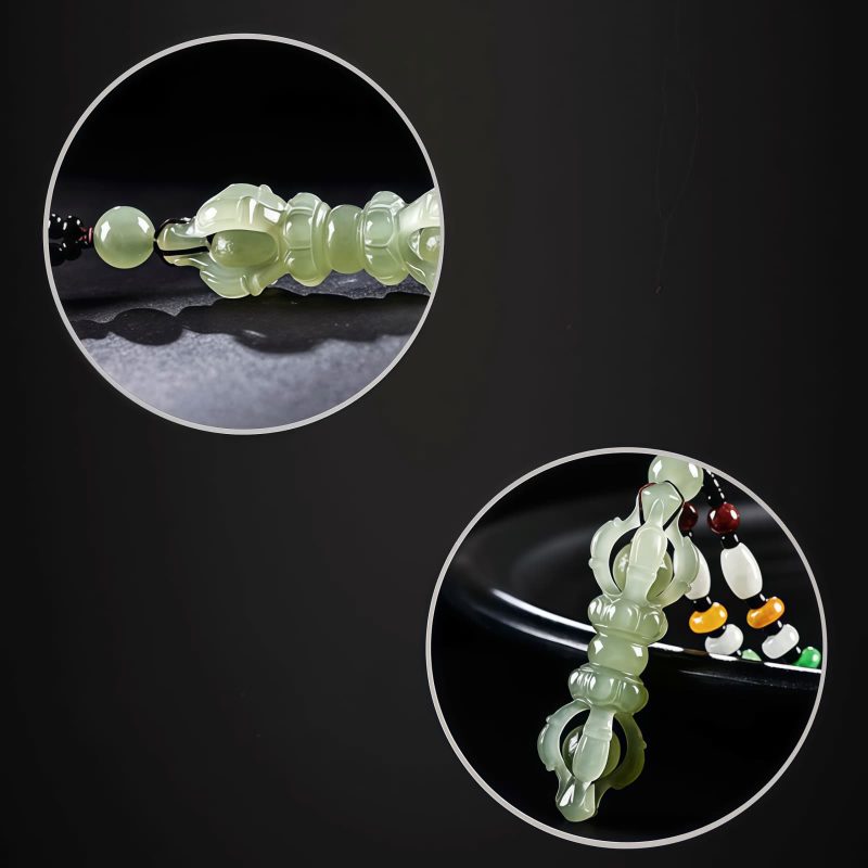 Collar con dije de Dorje Vajra de Jade Hetian Tibetano para el Éxito Tibetan Hetian Jade Dorje Vajra Success Necklace Pendant