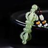 Collar con dije de Dorje Vajra de Jade Hetian Tibetano para el Éxito Tibetan Hetian Jade Dorje Vajra Success Necklace Pendant
