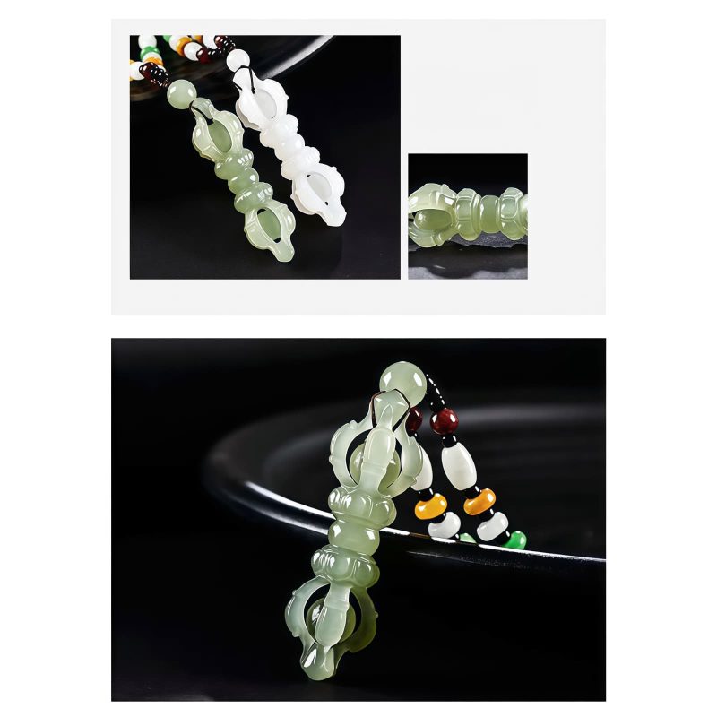 Collar con dije de Dorje Vajra de Jade Hetian Tibetano para el Éxito Tibetan Hetian Jade Dorje Vajra Success Necklace Pendant