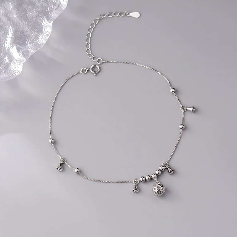 Tobillera de Protección con Campanas de Plata Esterlina Tibetana 925 Tibetan 925 Sterling Silver Bell Protection Anklet