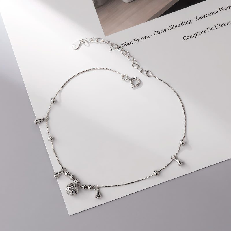 Tobillera de Protección con Campanas de Plata Esterlina Tibetana 925 Tibetan 925 Sterling Silver Bell Protection Anklet