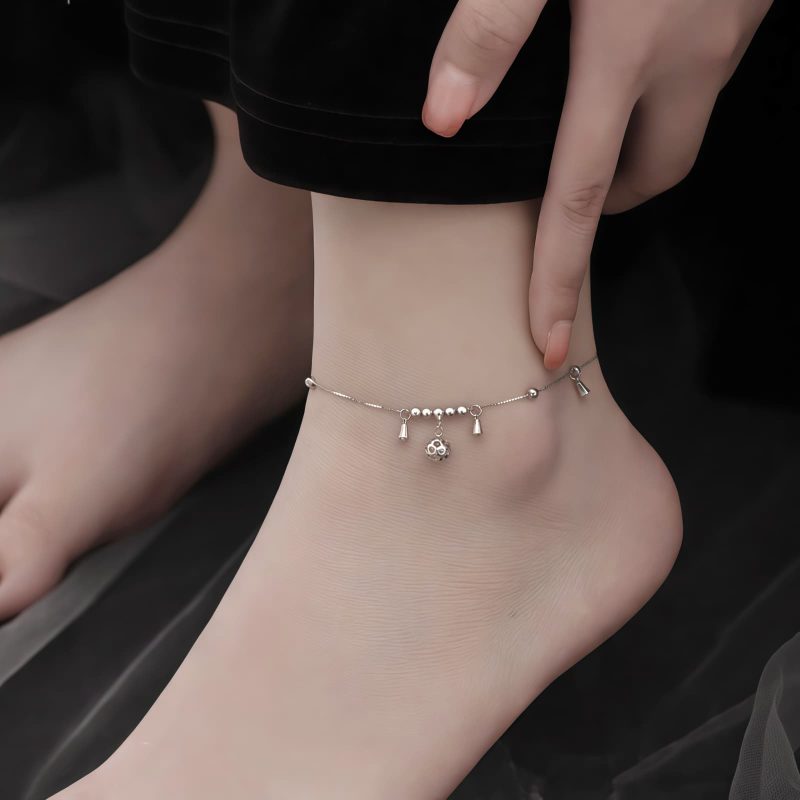 Tobillera de Protección con Campanas de Plata Esterlina Tibetana 925 Tibetan 925 Sterling Silver Bell Protection Anklet