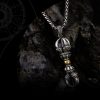Collar con dije Dorje Vajra de plata tibetana para la prosperidad Tibetan Silver Dorje Vajra Wealth Pendant