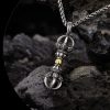 Collar con dije Dorje Vajra de plata tibetana para la prosperidad Tibetan Silver Dorje Vajra Wealth Pendant