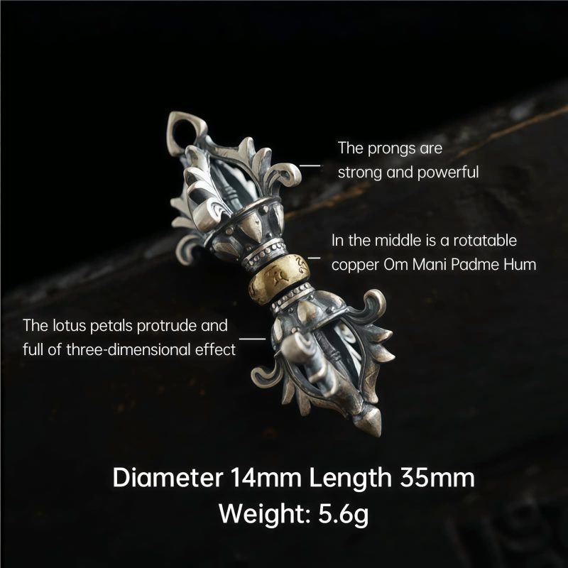 قلادة فضة تبتية عيار 925 أوم ماني بادمي هوم تعزز القوة الروحية Tibetan 925 Silver Om Mani Padme Hum Strength Pendant