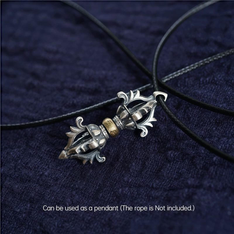 قلادة فضة تبتية عيار 925 أوم ماني بادمي هوم تعزز القوة الروحية Tibetan 925 Silver Om Mani Padme Hum Strength Pendant