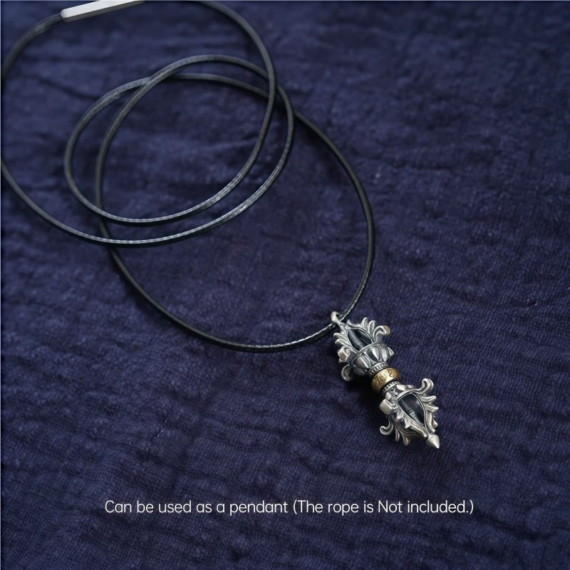 قلادة فضة تبتية عيار 925 أوم ماني بادمي هوم تعزز القوة الروحية Tibetan 925 Silver Om Mani Padme Hum Strength Pendant
