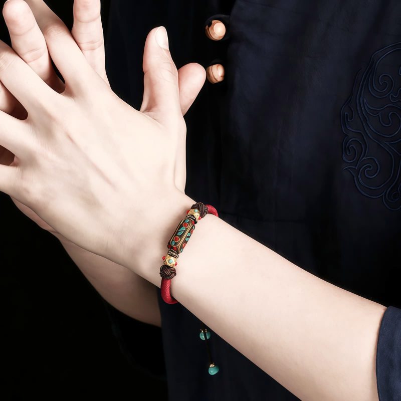 Tibetan Turquoise Om Mani Padme Hum Braided Bracelet Tibetan Turquoise Om Mani Padme Hum Braided Bracelet