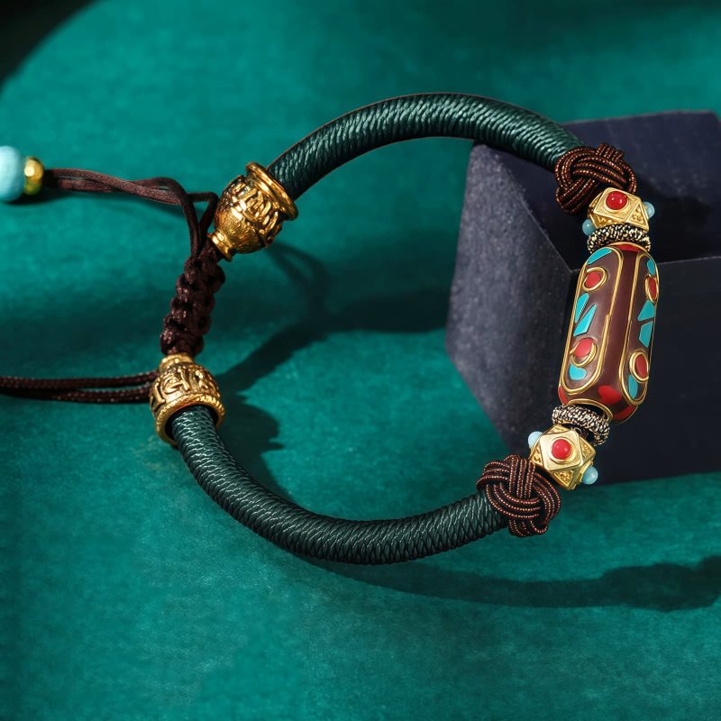Tibetan Turquoise Om Mani Padme Hum Braided Bracelet Tibetan Turquoise Om Mani Padme Hum Braided Bracelet