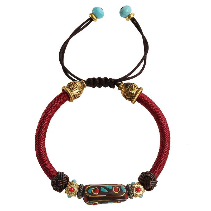 Tibetan Turquoise Om Mani Padme Hum Braided Bracelet Tibetan Turquoise Om Mani Padme Hum Braided Bracelet