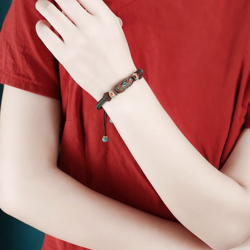 Tibetan Turquoise Om Mani Padme Hum Braided Bracelet Tibetan Turquoise Om Mani Padme Hum Braided Bracelet