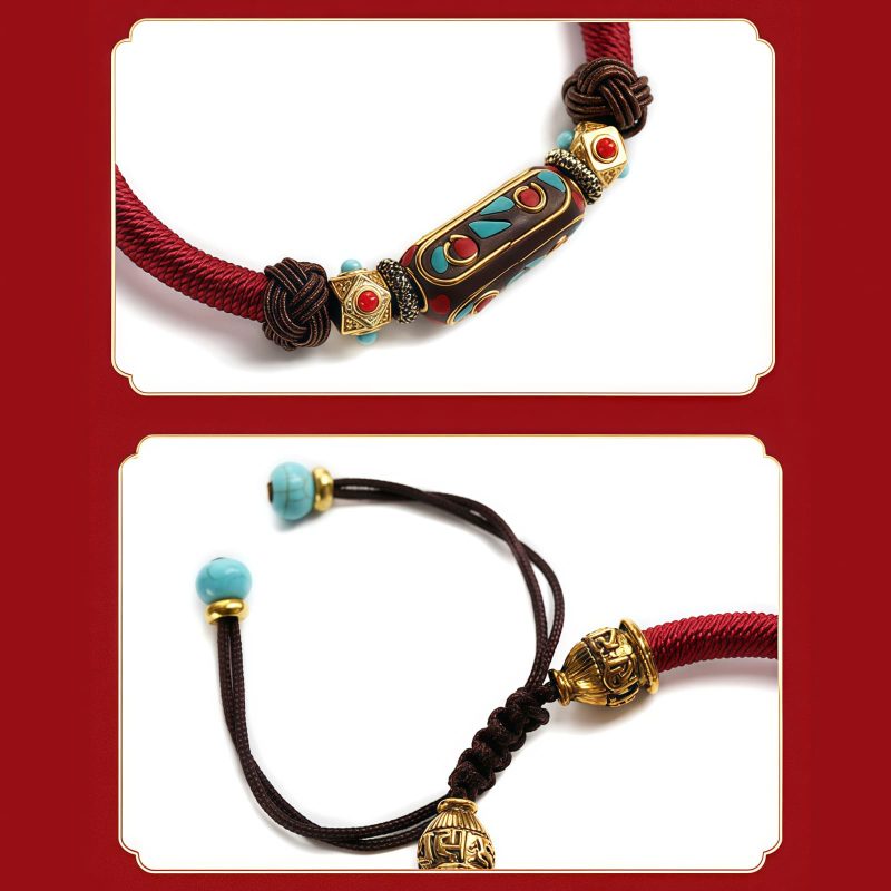Tibetan Turquoise Om Mani Padme Hum Braided Bracelet Tibetan Turquoise Om Mani Padme Hum Braided Bracelet