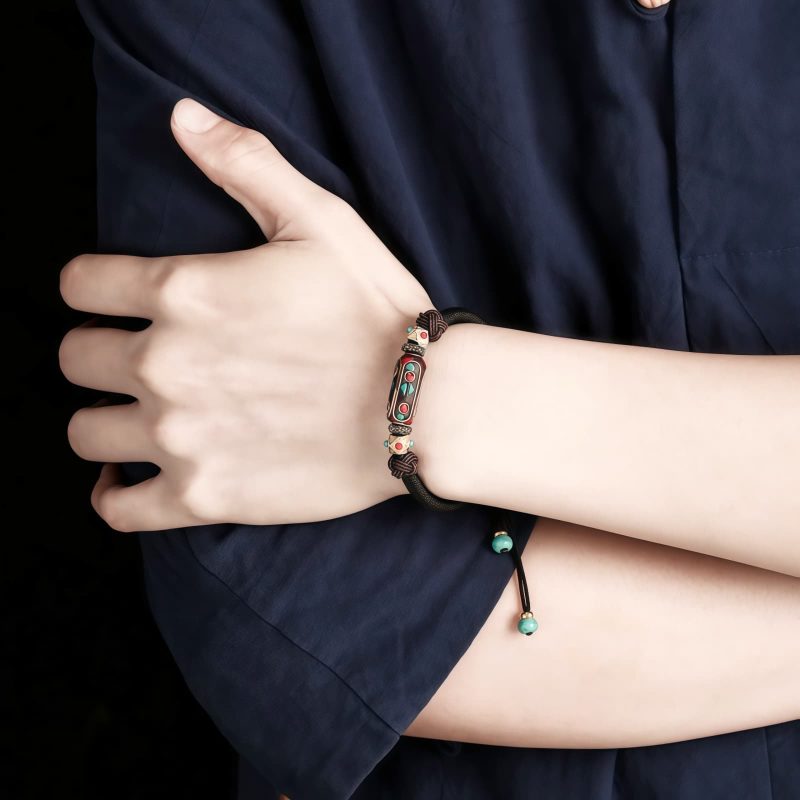 Tibetan Turquoise Om Mani Padme Hum Braided Bracelet Tibetan Turquoise Om Mani Padme Hum Braided Bracelet
