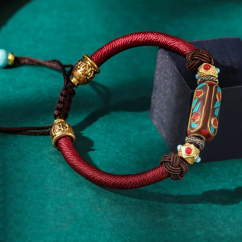 Tibetan Turquoise Om Mani Padme Hum Braided Bracelet Tibetan Turquoise Om Mani Padme Hum Braided Bracelet