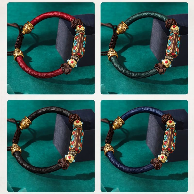 Tibetan Turquoise Om Mani Padme Hum Braided Bracelet Tibetan Turquoise Om Mani Padme Hum Braided Bracelet