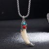 Collar con dije de diente de lobo de acero de titanio Titanium Steel Wolf Tooth Pendant Necklace