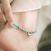 Tobillera de Plata 925 con Cerradura China y Turquesa Turquoise 925 Silver Chinese Lock Strength Anklet