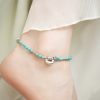 Tobillera de Plata 925 con Cerradura China y Turquesa Turquoise 925 Silver Chinese Lock Strength Anklet