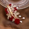 Clip de Cabello Vintage de Camelia Roja Vintage Red Camellia Hair Clip