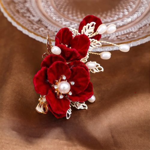 Clip de Cabello Vintage de Camelia Roja Clip de Cabello Vintage de Camelia Roja