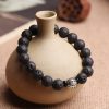 Pulsera de la Riqueza Pixiu de Roca de Lava y Cobre Blanco White Copper PiXiu Lava Rock Wealth Bracelet