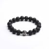 Pulsera de la Riqueza Pixiu de Roca de Lava y Cobre Blanco White Copper PiXiu Lava Rock Wealth Bracelet