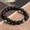 Pulsera de la Riqueza Pixiu de Roca de Lava y Cobre Blanco White Copper PiXiu Lava Rock Wealth Bracelet