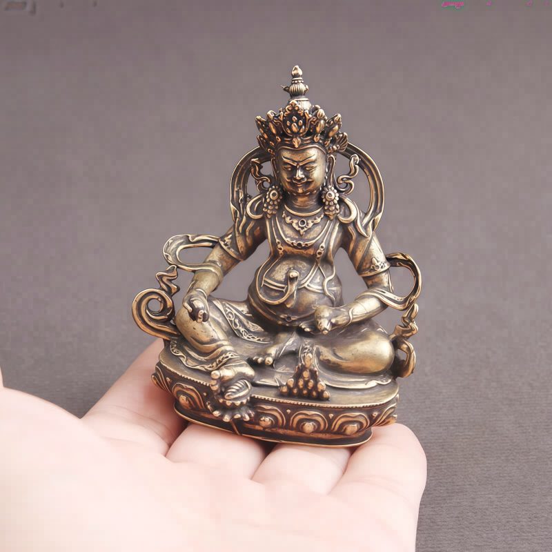 Patung Bodhisattva Jambhala Kuning dari Tembaga Yellow Copper Jambhala Bodhisattva Figurine Decoration