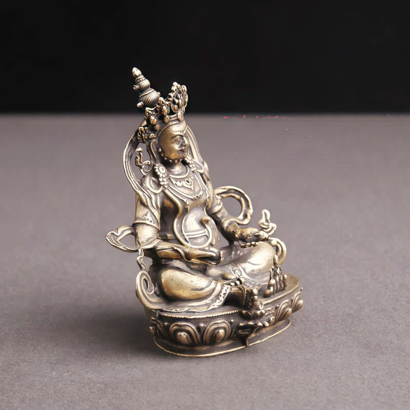 Patung Bodhisattva Jambhala Kuning dari Tembaga Yellow Copper Jambhala Bodhisattva Figurine Decoration