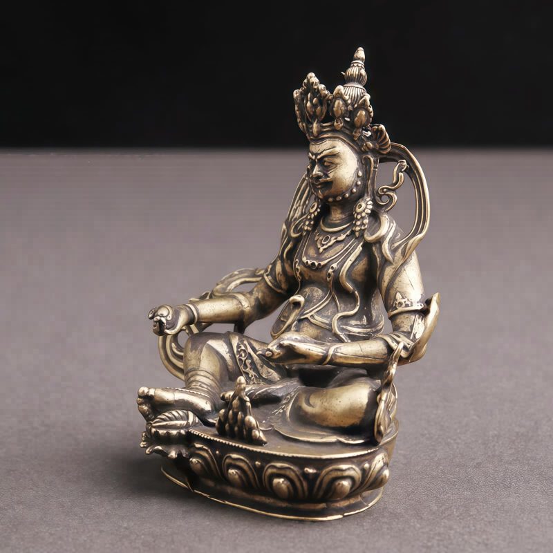 Patung Bodhisattva Jambhala Kuning dari Tembaga Yellow Copper Jambhala Bodhisattva Figurine Decoration