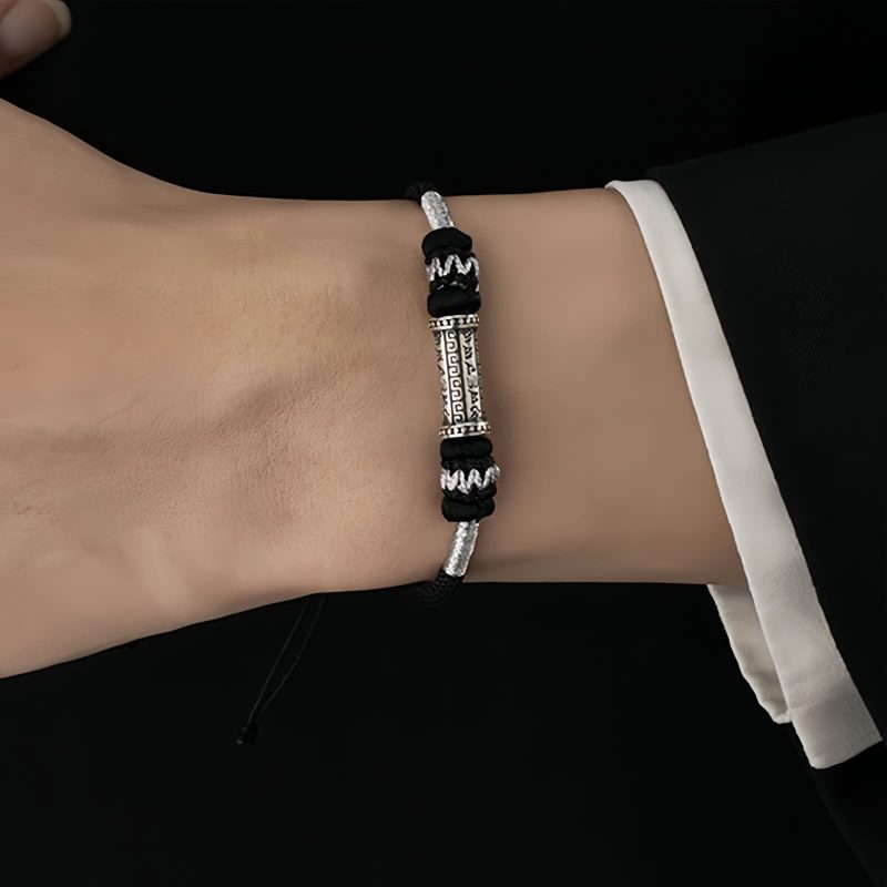 سوار فضة 925 أوم ماني بادمي هوم 925 Silver Om Mani Padme Hum Bracelet