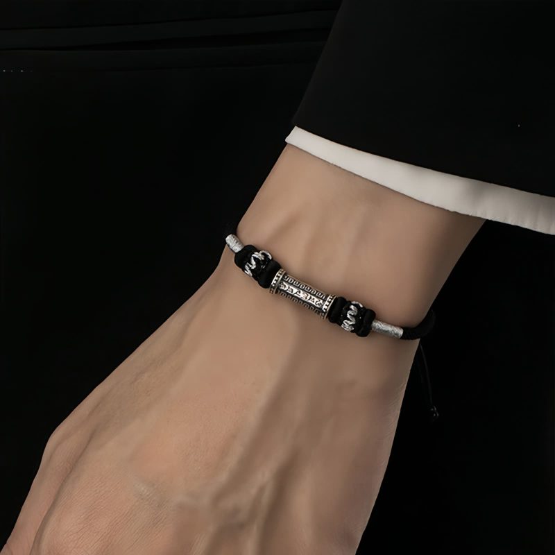 سوار فضة 925 أوم ماني بادمي هوم 925 Silver Om Mani Padme Hum Bracelet
