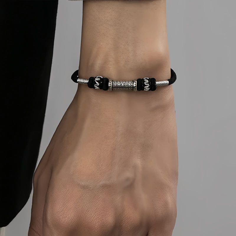 سوار فضة 925 أوم ماني بادمي هوم 925 Silver Om Mani Padme Hum Bracelet