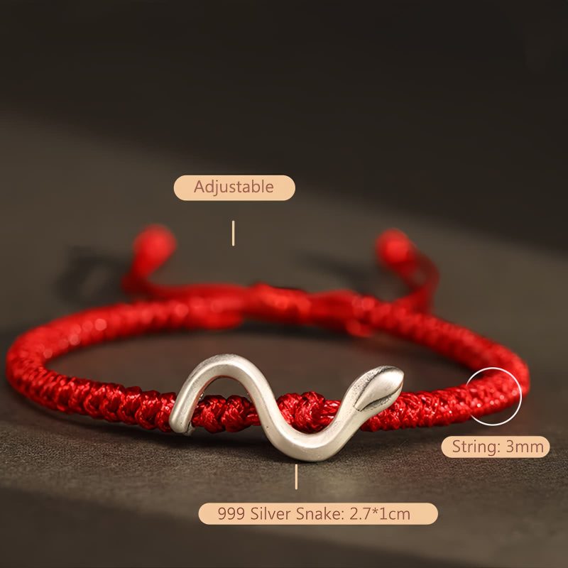 Gelang Kekuatan Tahun Ular Perak 999 999 Silver Snake Year Strength Protection Bracelet