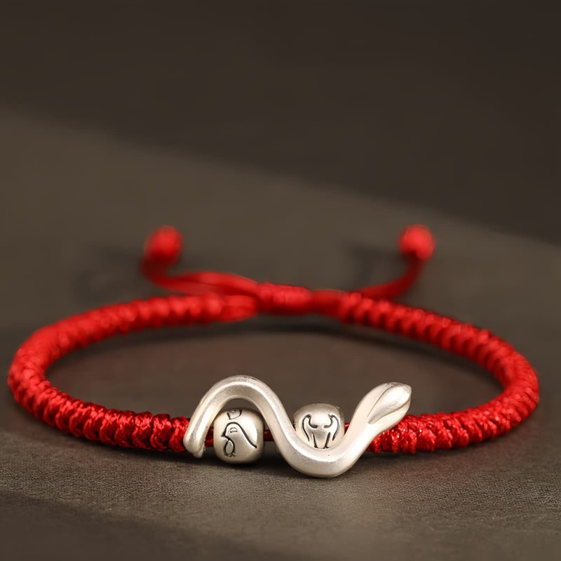 Gelang Kekuatan Tahun Ular Perak 999 999 Silver Snake Year Strength Protection Bracelet