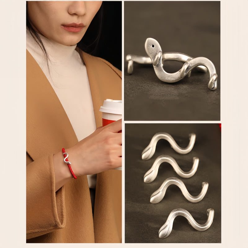 Gelang Kekuatan Tahun Ular Perak 999 999 Silver Snake Year Strength Protection Bracelet