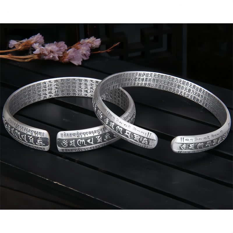 999 Perak Sterling Om Mani Padme Hum Lotus Meditasi Gelang 999 Sterling Silver Om Mani Padme Hum Lotus Meditation Bracelet